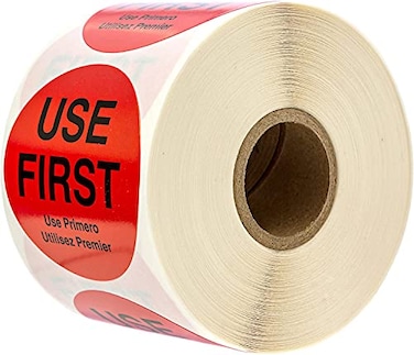 SBLABELS 2 Round Use First Stickers 500 Red Removable Circle LabelsTrilingual Small Business Sticker 2 Inch Use 1st LabelMade in The USA