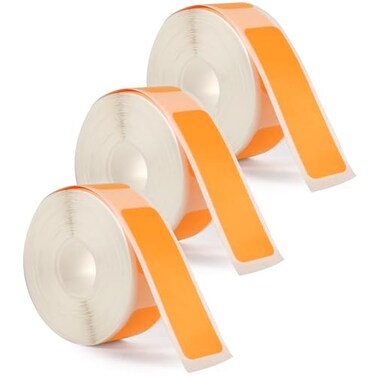 PEUTIER 3 Rolls Label Maker Tape for Phomemo D30 Label Printer Machine 12mm x 40mm Thermal Paper Stickers Waterproof Self Adhesive Label Tape Replacement for Home Office School Files Orange