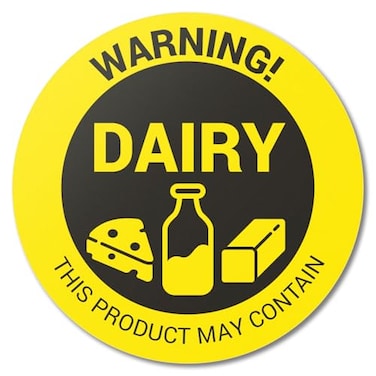 TUCO DEALS 300 Labels Dairy Allergen Allergy Warning Stickers 15 inch Circle Dots Dairy Allergies Food Advisory Allergens Warning Deli Restaurant Bakery Packaging Sticker Pack Allergy Alert Labels