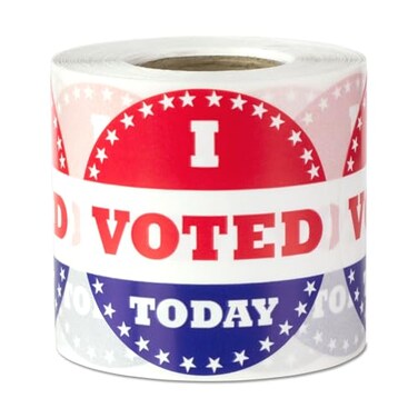 OfficeSmartLabels 300 Labels I Voted Today Stickers with American Flag 2 inch Round Circle Dot I Voted Stickers Red White Blue Fabric Friendly Pressure Sensitive SelfAdhesive