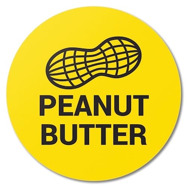 OfficeSmartLabels 300 Labels 1 Pack Peanut Butter Labels 15 inch Circle Dot Yellow Peanut Butter Stickers for Grocery StoresHomemade Peanut ButterFood Package Labels or Allergens Warning