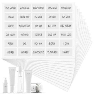 Piriuuo 360 Pcs Waterproof Labels for Bottles Travel Toiletry Bottles Refillable Clear Bathroom Labels for Organizing Shampoo Conditioner Lotion Cream