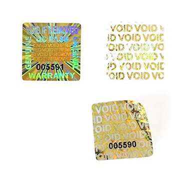TLK&FBB 500pcs Laser Hologram Stickers Tamper EVIDENT Security Seal with Serial Numbers Void if Removed 0787 inch Golden Square Hologram Label Tamper Proof Stickers