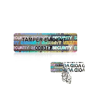 GQYHLABO 580pcs Hologram Tamper evident Stickers with Unique Serial Number Security Genuine Warranty Seal Labels Tamper Proof StickersSilver1 inch x 03 inchGQYH