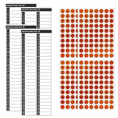 WOOPSOO 8 Pieces Electrical Panel LabelsCircuit Breaker Panel Fuse Electric Box Load Center Identification Labels Stickers Up to 50 Entries Sign Labels with Round Stickers for House Commercial UseWhit