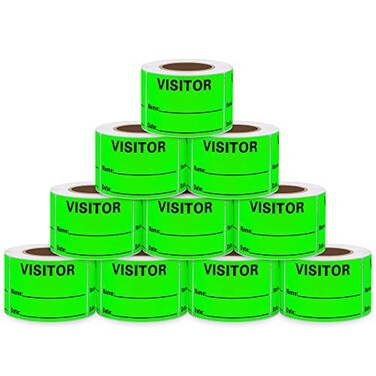 aleplay Aleplay Visitor Pass Stickers Name Identification Tag Labels Writable 23 Inch Fluorescent Green 300 Stickers Per Roll10 Rolls