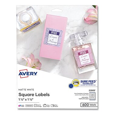 Avery 22805 Square Permanent Labels 112Inch x112Inch 600PK WE