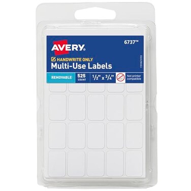 Avery MultiUse Removable Labels 12 x 34 White NonPrintable 525 Blank Labels Total 6737
