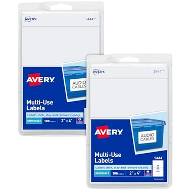 Avery Printable AllPurpose Removable Labels 2 x 4 Customizable Blank White Labels Write or Print Great for Organization Projects 2 Packs 200 Total 7827