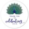 MAGJUCHE Blue Peacock Thank You Stickers 40Pack 2 Peacock Birthday Party Sticker Labels Decorations