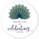 MAGJUCHE Blue Peacock Thank You Stickers 40Pack 2 Peacock Birthday Party Sticker Labels Decorations