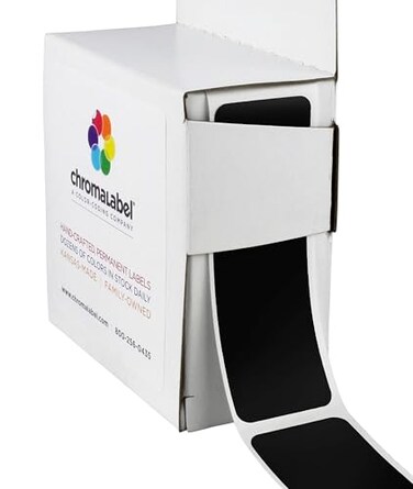 ChromaLabel 1 x 3 Inch All Purpose Permanent Color Code Rectangle Labels 100 Stickers per Dispenser Box Black