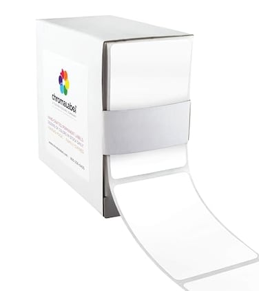 ChromaLabel 2 x 3 inch Permanent Color Code Rectangle Labels 100 Stickers per Dispenser Box White
