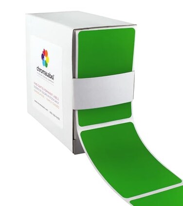 ChromaLabel 2 x 3 inch Permanent Color Code Rectangle Labels 250 Labels per Dispenser Box Green