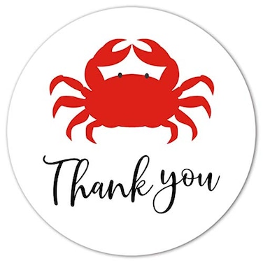 MAGJUCHE Crab Thank You Stickers 40Pack 2 Crab Sea Animal Birthday Party Labels Decorations