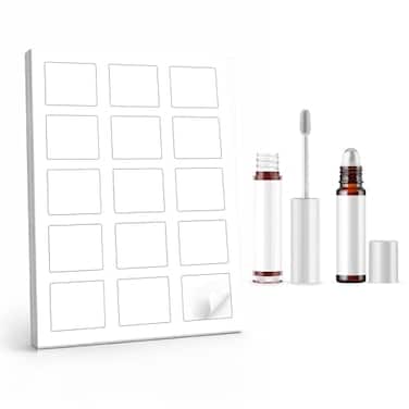 Dashleigh Perfume Bottle Labels Waterproof 75 Blank Printable Vinyl Stickers 22x17 Inch for 10ml Roller Bottles Oil Proof Label Sheets for Inkjet Essential Oil RollOn Perfume Aromatherapy