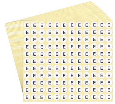 dealzEpic Alphabet Stickers of The Letter E Small Round Paper SelfAdhesive Peel and Stick Letter Labels Set of 15 Sheets