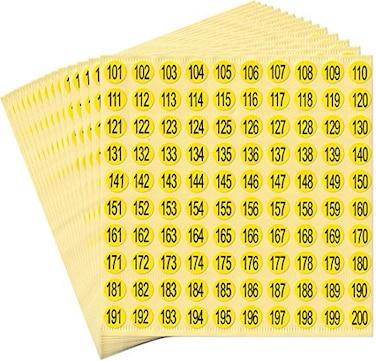 dealzEpic Black Numbers on Yellow Stickers 101 to 200 Round Self Adhesive Stickers InventoryStorage Organizing Stickers Set of 15 Sheets