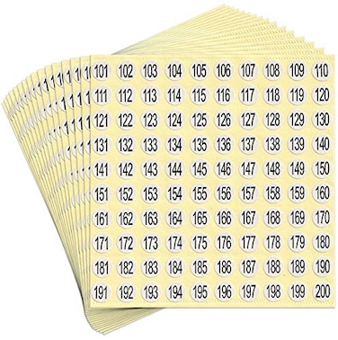 dealzEpic Number Stickers 101 to 200 Round SelfAdhesive Stickers Set of 15 Sheets