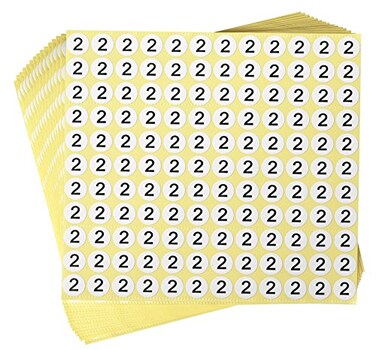 dealzEpic Number Stickers Number 2 Round Self Adhesive Stickers Set of 15 Sheets