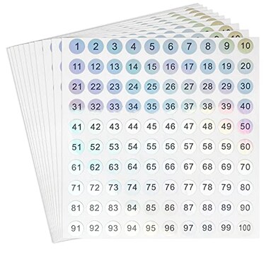 dealzEpic Reflective Laser Number Stickers 1 to 100 Round SelfAdhesive Stickers Set of 10 Sheets