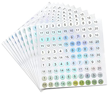 dealzEpic Reflective Laser Number Stickers 1 to 20 Round Self Adhesive Stickers InventoryStorage Organizing Stickers Set of 10 Sheets