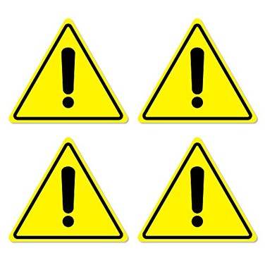 dealzEpic Yellow Triangle Exclamation Mark Sign Stickers Selfadhesive Peel and Stick Vinyl Label 10 CM 394 inches Pack of 4 Pcs