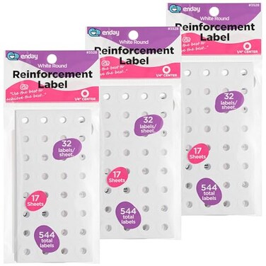 Emraw Super Great White Round Reinforcement Label Great for School Home Office 1632 Labels