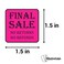 OfficeSmartLabels Final Sale Stickers No Returns No Refunds 15 x 15 Inch Square in Neon Pink for Retail Grocery Clearance Final Sales Garage Yard Sale Rummage Thrift Stores Labels 300 Labels per Roll