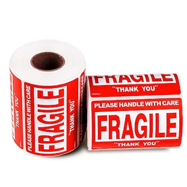 GMKbuy 3 x 2 Inch 500 Pack 2 Fragile Stickers for Shipping Moving Easy Tear Permanent Adhesive Handle with Care Stickers for Shipping Box Carton Parcel Package Pallet More