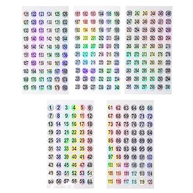 Honbay 1 to 300 Round Reflective Laser Number Stickers Self Adhesive Label Stickers Inventory Storage Organizing Sticker for DIY Craft Marking Numbering Manicure Tool 2 Set 10mm