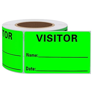 hycodest Hycodest Visitor Pass Stickers Identification Labels Fluorescent Label 300 Stickers 2x3 inch Fluorescent Green