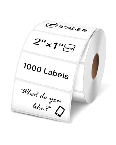 iEager 2x1 Inch Thermal Labels White Rectangle Thermal Printer Stickers Durable Shipping Label Printer Sticker for Barcode Name Address 1000 LabelsRoll