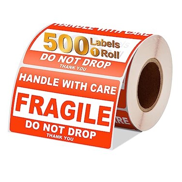 InpourPack 4 x 6 Fragile Stickers for Shipping Handle with Care Fragile Labels Strong Adhesive for Moving Thank You Warning Packing Shipping Label Stickers 500 Labels1 Roll