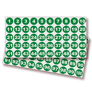 iSYFIX Green Consecutive Number Stickers 1 to 100 1inch 1 Set Vinyl Self Adhesive Premium Decal Ideal for Inventory Storage Organizing Boxes Bins Toolbox Lockers More IndoorOutdoor
