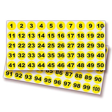 iSYFIX Yellow Consecutive Number Stickers 1 to 100 1inch 1 Set Vinyl Self Adhesive Premium Decal Ideal for Inventory Storage Organizing Boxes Bins Toolbox Lockers More IndoorOutdoor