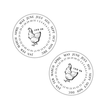 Lashicorn Laid On Date Stickers 50 Pack 2 Round Stickers Farm Fresh Stickers Egg Carton Stickers Date Stickers for Fresh Eggs White and Black with Chicken Design