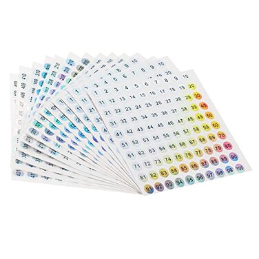 A.I.FORCE Laser Number Stickers SelfAdhesive Round Labels for Inventory Organizing 14 Sheets 4x100 4x101200 2x201300 2x301400 2x401500