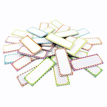 SpriteGru Magnetic Dry Erase Labels Name Plates White Board 40 Labels 8 Colors22 x12