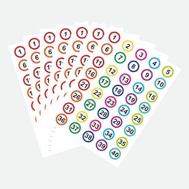 PARLAIM Number Labels Stickers 1 Inch Round 140 Polka Dot 520 Pcs Colorful Labels Stickers for Office and Classroom