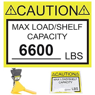 wootile Pallet Rack Capacity Labels 34 Inch Caution MAX LoadShelf LBS Warning Stickers 25 Pack Industrial Strength Sticker for Warehouse Weight Safety Cross Beam Safety Bright Warning StickersForklift