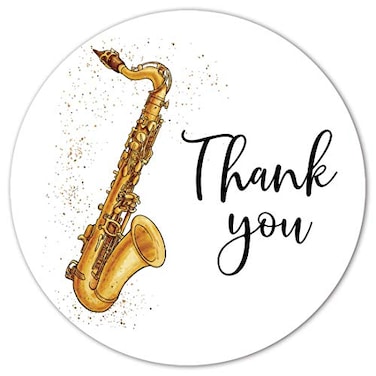 MAGJUCHE Saxophone Thank You Stickers 40Pack 2 Kids Music Birthday Party Sticker Labels Decorations