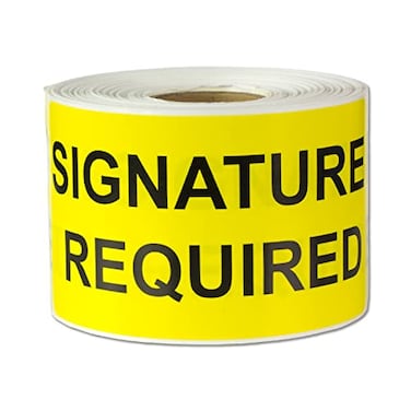 OfficeSmartLabels Signature Required Stickers 4 x 2 inch Yellow Rectangular 300 Labels