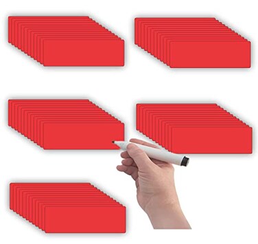 STTMGN Magnetic Labels Dry Erase 1x3Pack of 60Write On MagnetsRed