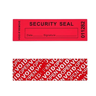 TLK&FBB Tamper Evident Proof Security Warranty Void Total Transfer Seals Stickers High Security Tamper for Reusable Package Serial Numbers120 pcs 1 x 335Inchesred