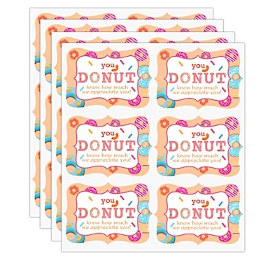 Top label Donut Know How Much We Appreciate You Stickers15x2 Inch TeacherEmployee Appreciation Thank Favor Label Stickers300 Pcs