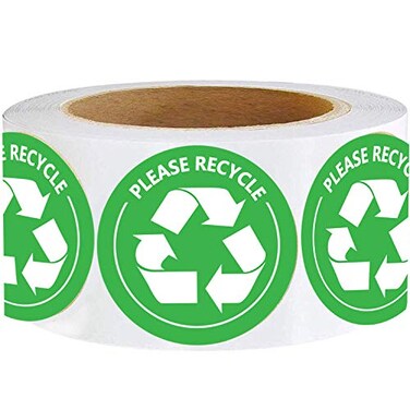 Top label Please Recycle SelfAdhesive StickersWeatherproof Recycle Sign 2 Inch 500 Pcs Per Roll