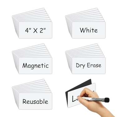 Yamsop Dry Erase Magnetic Labels 4x2 Inch 40 Pieces Reusable Magnetic Dry Erase Labels for Whiteboards Locker School Classroom Office Home