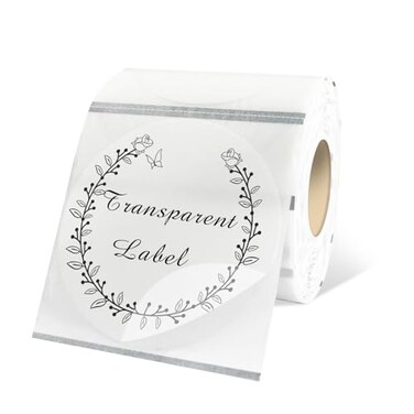 Yeachlaing 2 Round Transparent Thermal Label StickersSelfAdhesive Direct Thermal Labels300 Sheets with Perforation Line in ROLL