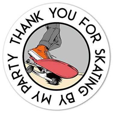 MAGJUCHE Skateboard Thank You Stickers 40Pack 2 Skateboarding Extreme Sports Birthday Party Labels Decorations